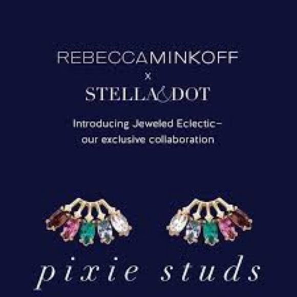 Stella & Dot x Rebecca Minkoff | Retired Dainty Crystal Fan Pixie Studs - Picture 2 of 6